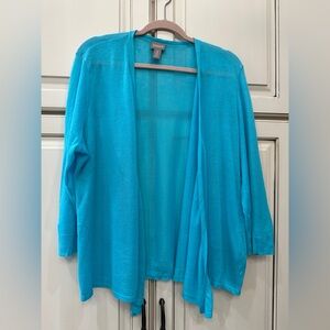 Chicos Blue Open Cardigan